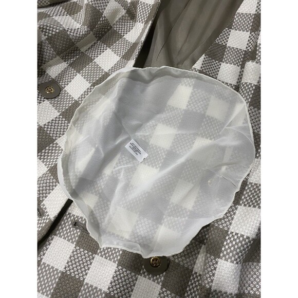 Vintage Jaqueline Ferrar Blazer Womens Size 16 Taupe White Double Breast Checker - Picture 12 of 12